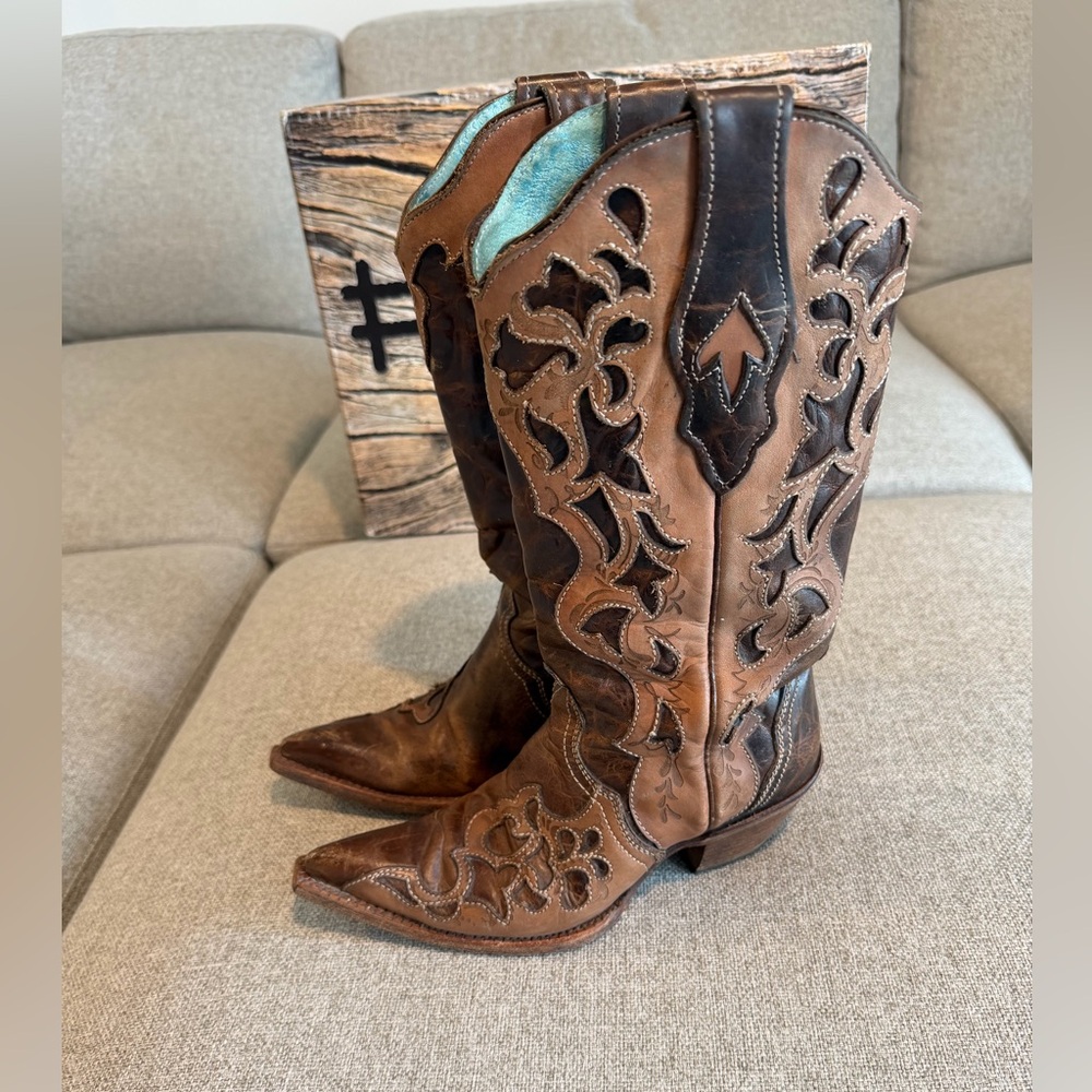 Corral Brown Western Cowboy Boots 6.5